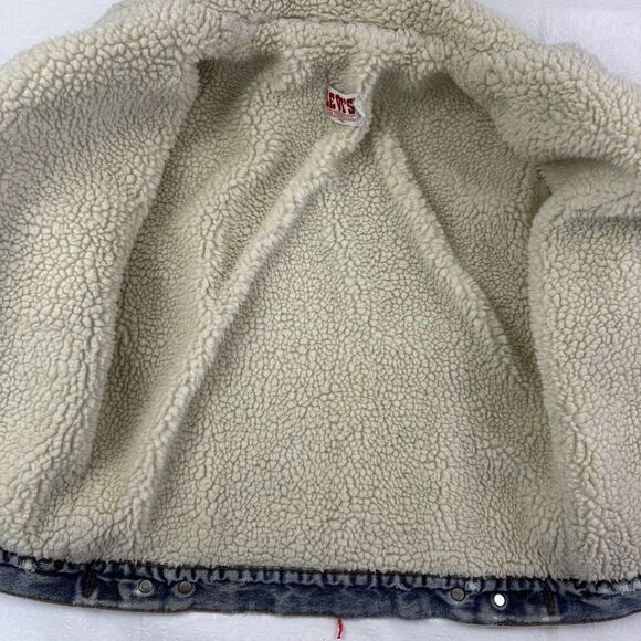 Vintage 80s Levis Sherpa Lined Denim Trucker Jacket Men 40R USA Jean Patches - Picture 11 of 16